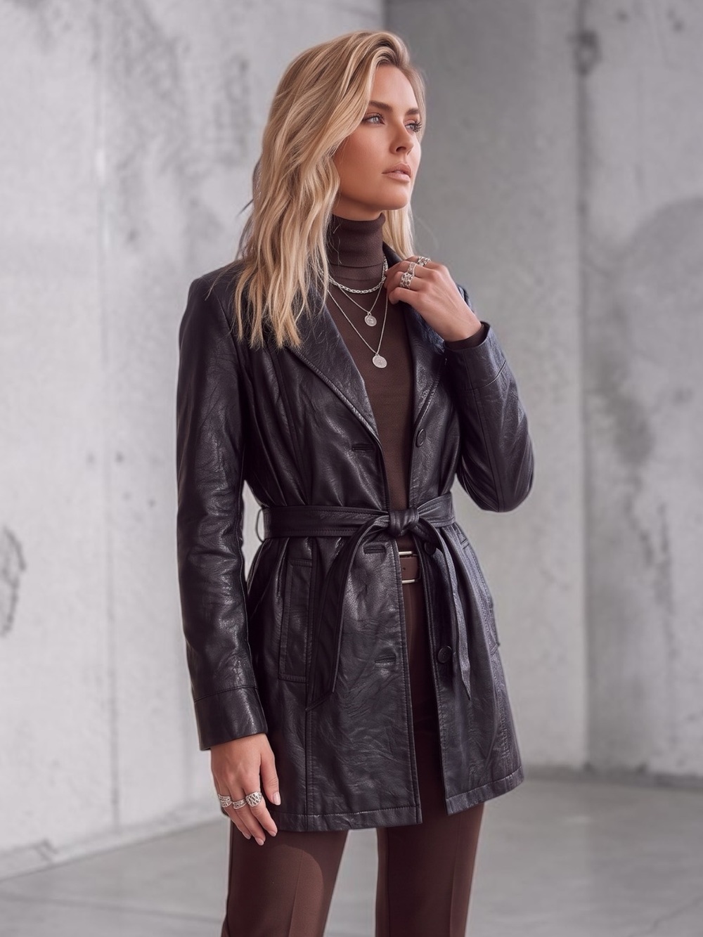 Colebrook & Co Vintage 90s Leather Jacket Short Trench Coat Black Womens Sz M